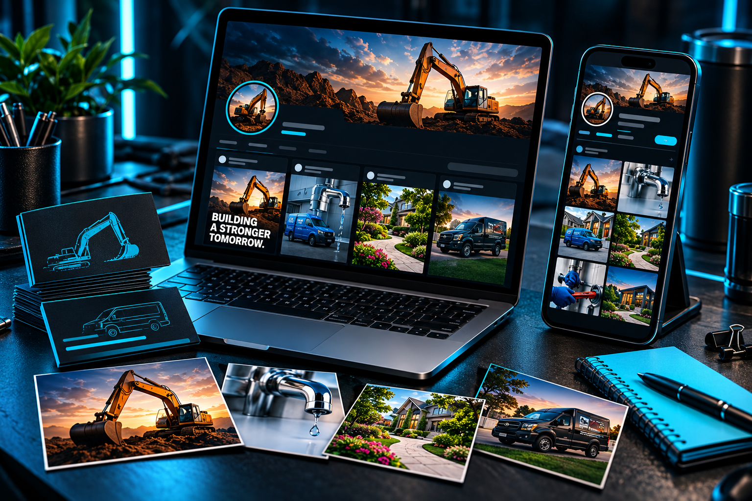 Coordinated social profiles, posts and brand materials