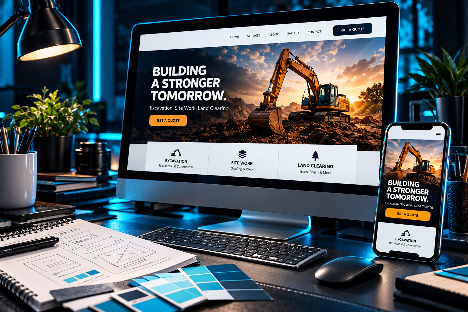 Professional website design workspace for a small business
